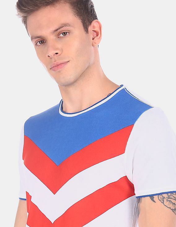 Round Neck Colour Blocked T-shirt by Flying Machine