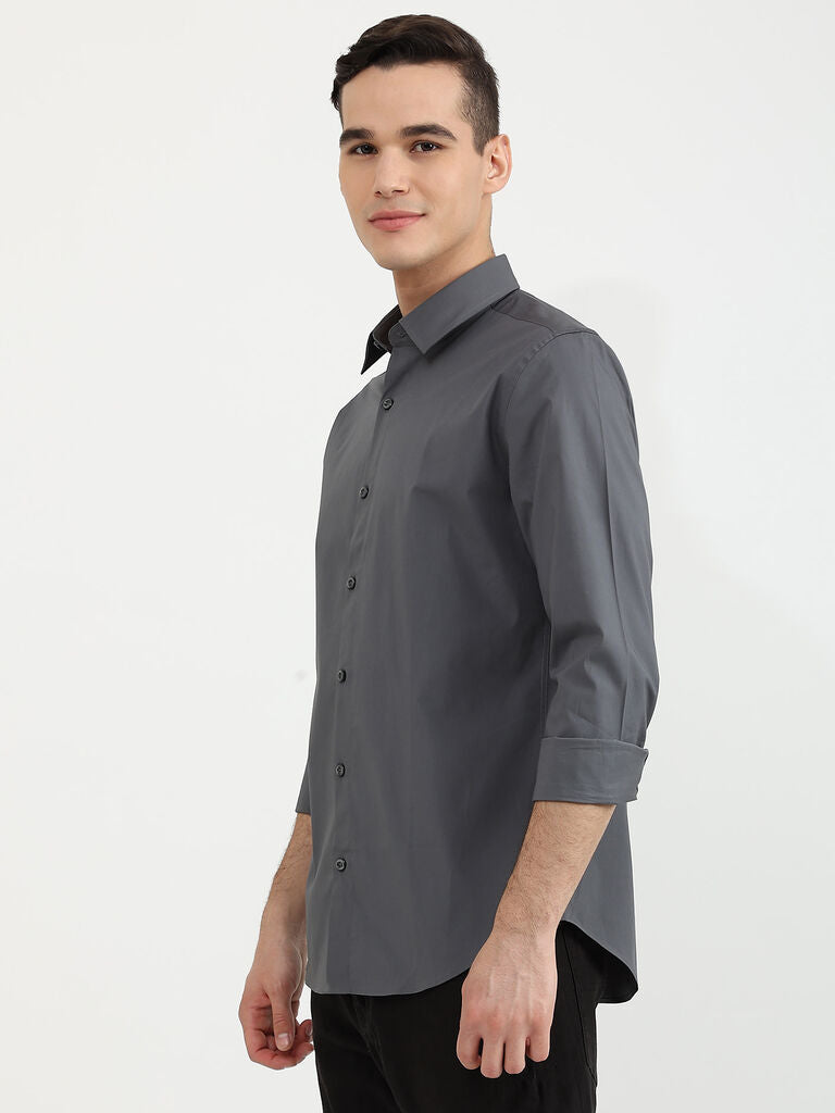 Regular Fit Spread Collar Solid Tencel Shirt UCB