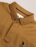 Men self design polo neck cotton blend brown T-shirt by U. S POLO ASSN.