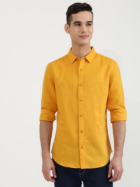 Regular Fit Spread Collar Solid Tencel Shirt UCB