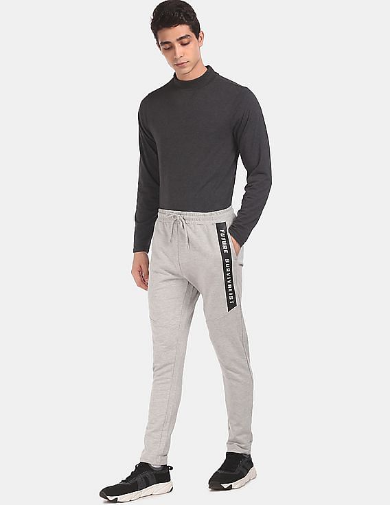 Contrast Tape Heathered Track Pants by Flying Machine