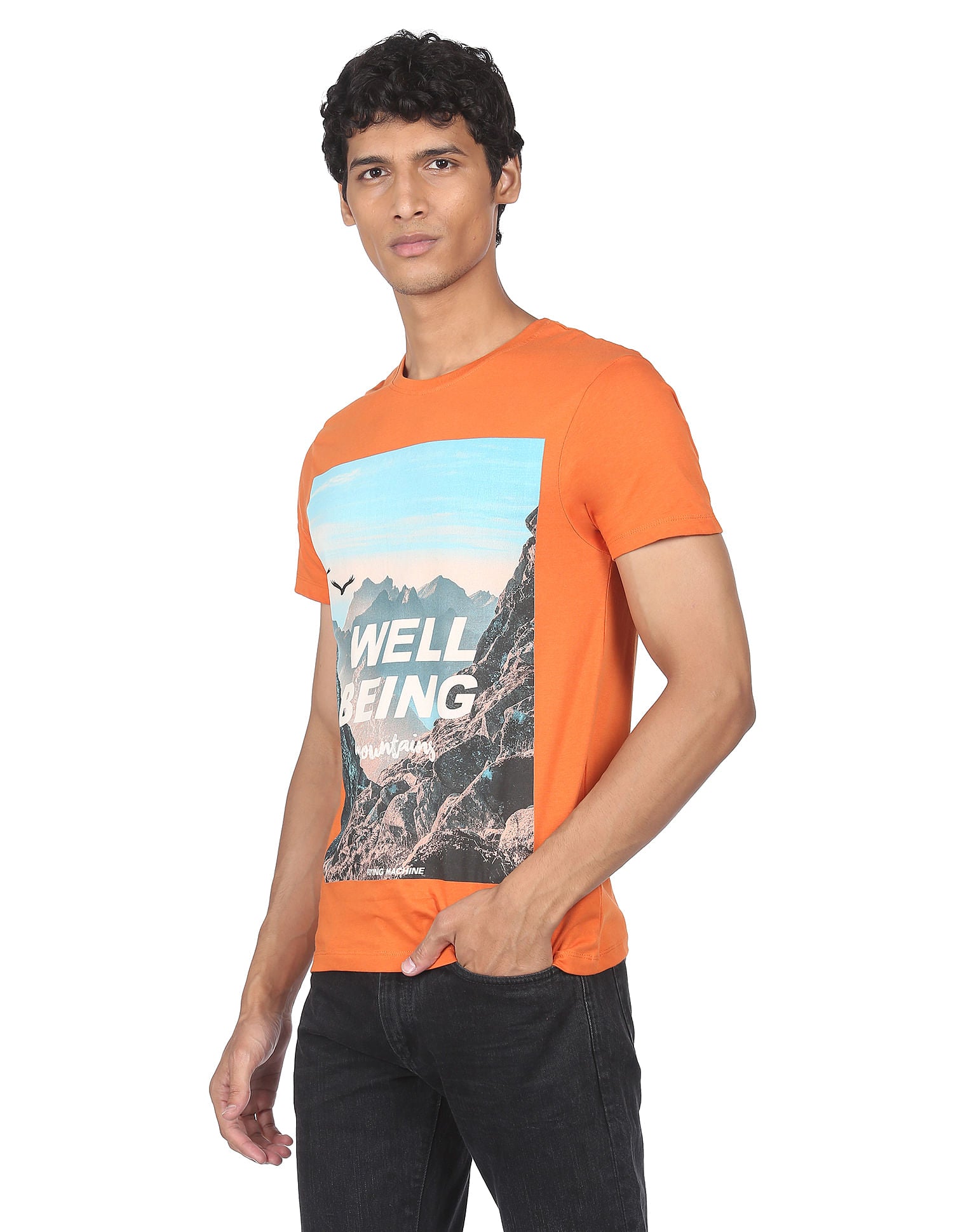 Pure Cotton Graphic Print T-shirt by Flying Machine