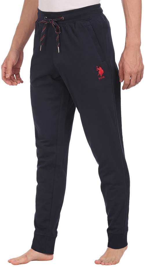 USPA men solid blue track pants