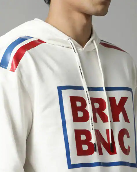 Breakbounce White Printed Hoodie