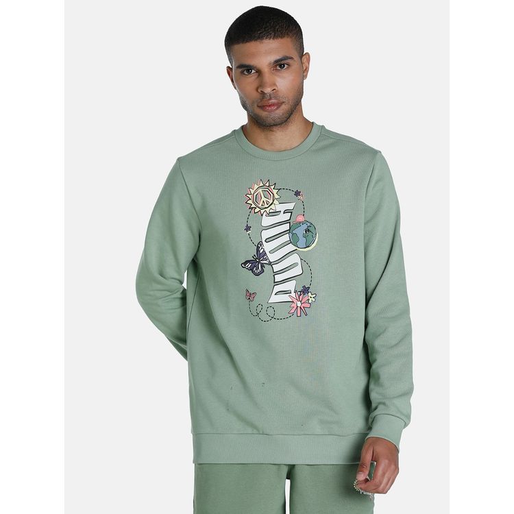 X1der Feelgood Crew Mens Green Sweatshirt by Puma