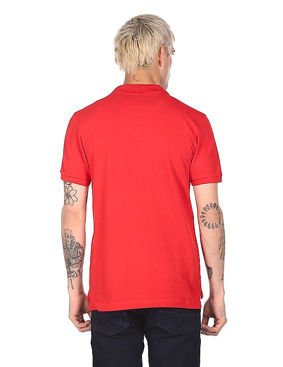 Solid Pique Polo Print T-shirt by Flying Machine