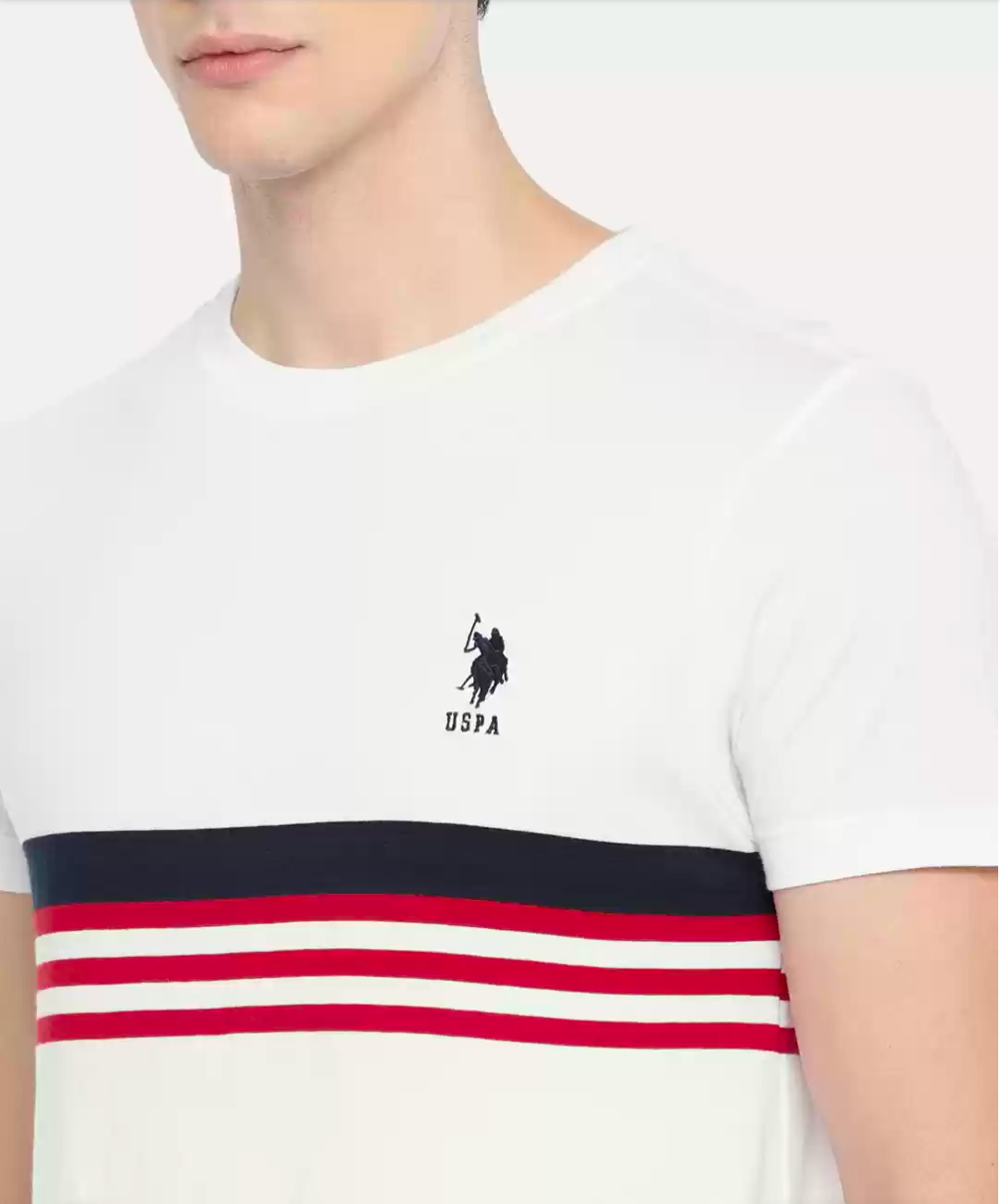 USPA men's Round neck white T-shirt