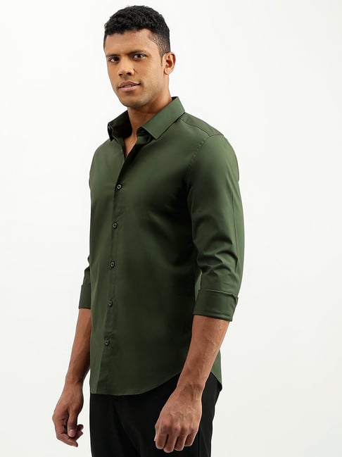 Regular Fit Spread Collar Solid Tencel Shirt UCB