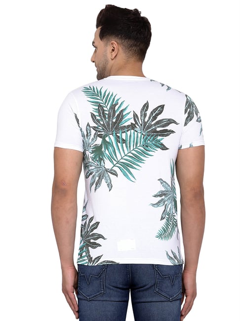 White Round Neck Printed Regular Fit T-Shirt by Pepe Jeans