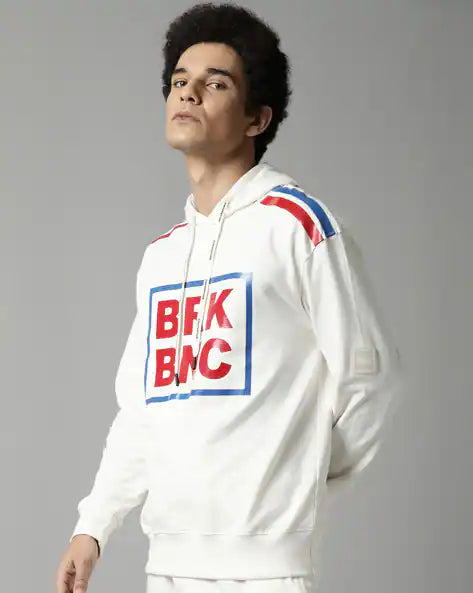 Breakbounce White Printed Hoodie