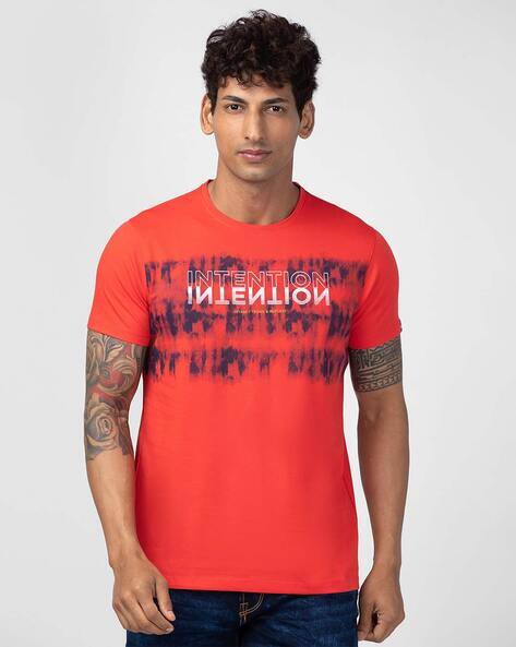 Regular Fit Typographic Printed T-shirt by Spykar