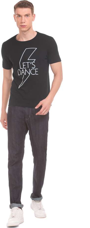 Flying Machine men printed neck t-shirt