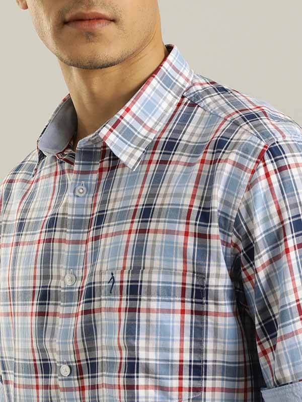 Men Checked Full Sleeve Cotton Shirt by Indian Terrain