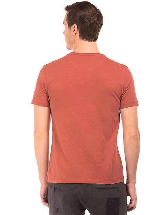 Printed Front Slubbed T-shirt by Flying Machine