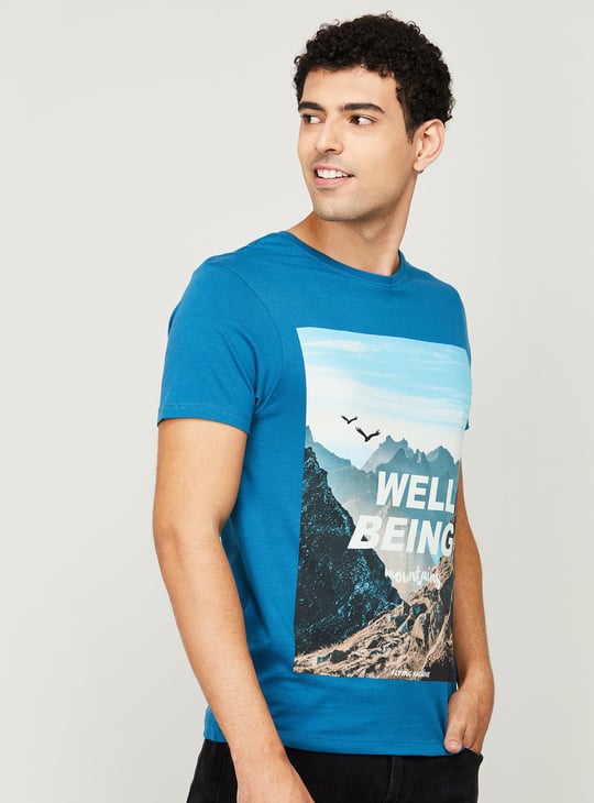 Pure Cotton Graphic Print T-shirt by Flying Machine