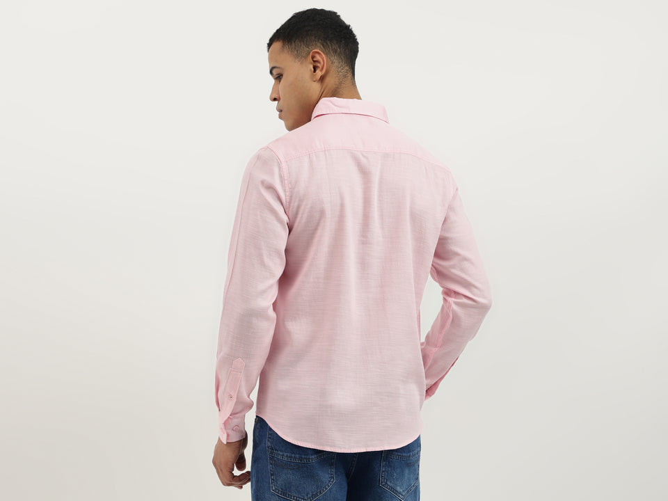 Regular Fit Spread Collar Solid Tencel Shirt UCB