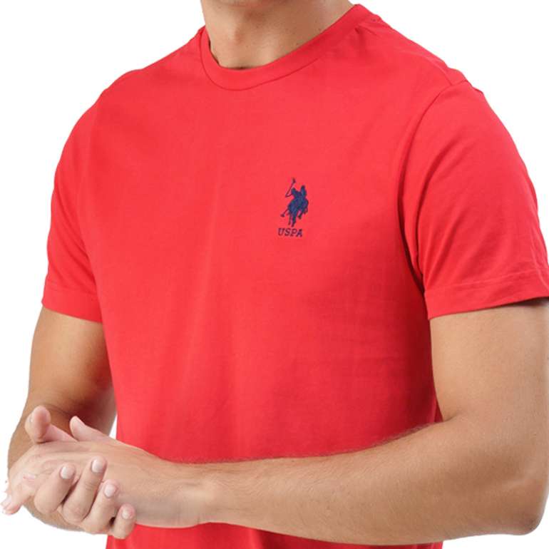 USPA | men solid round neck cotton blend Red T-shirt