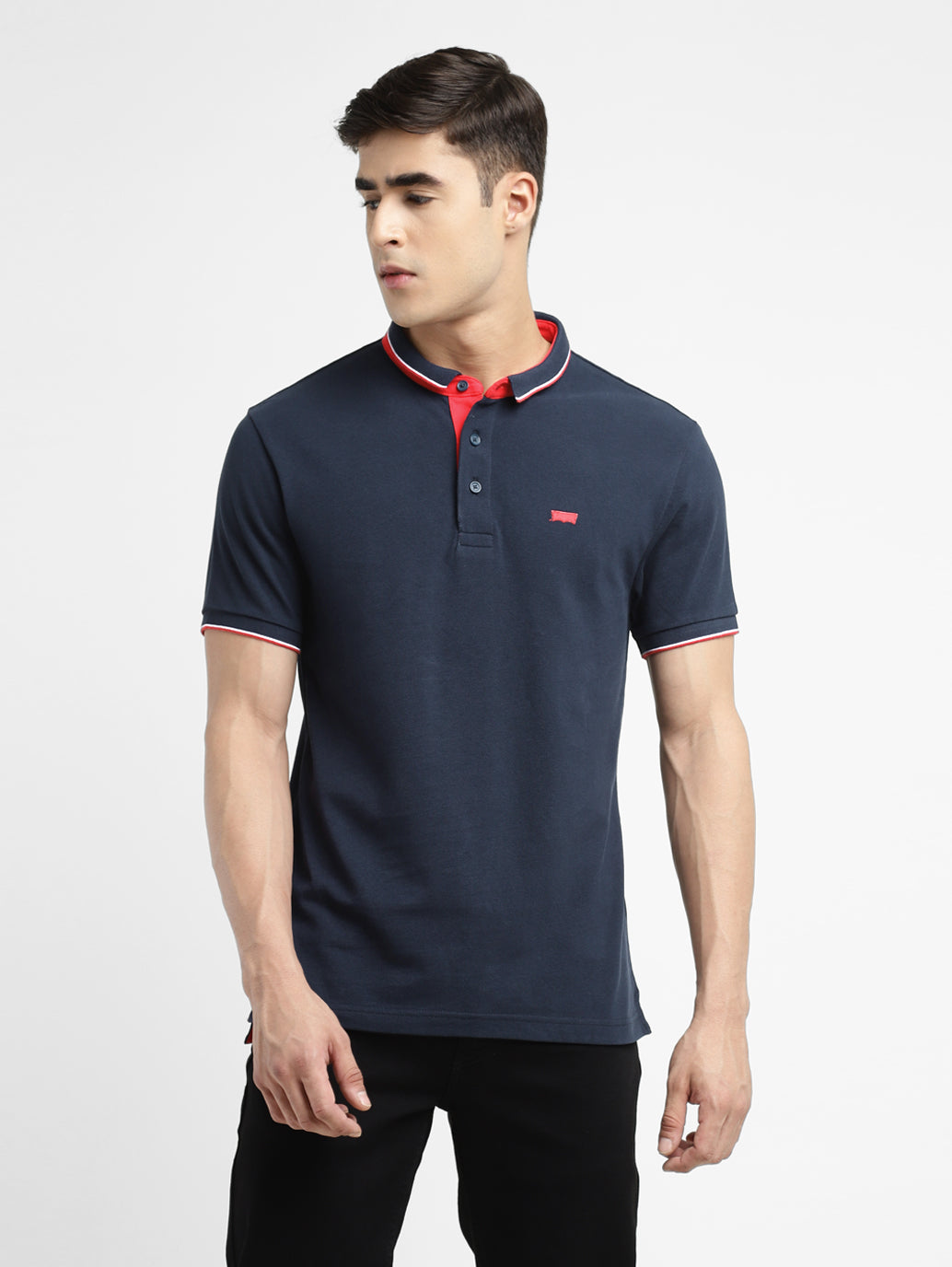 Men's Solid Polo Navy T-shirt by Levi's