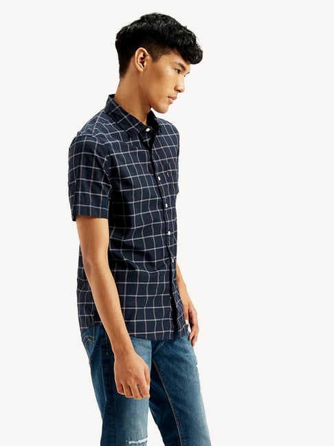 Levi's checked NEAVY BLUE half sleeve shirt