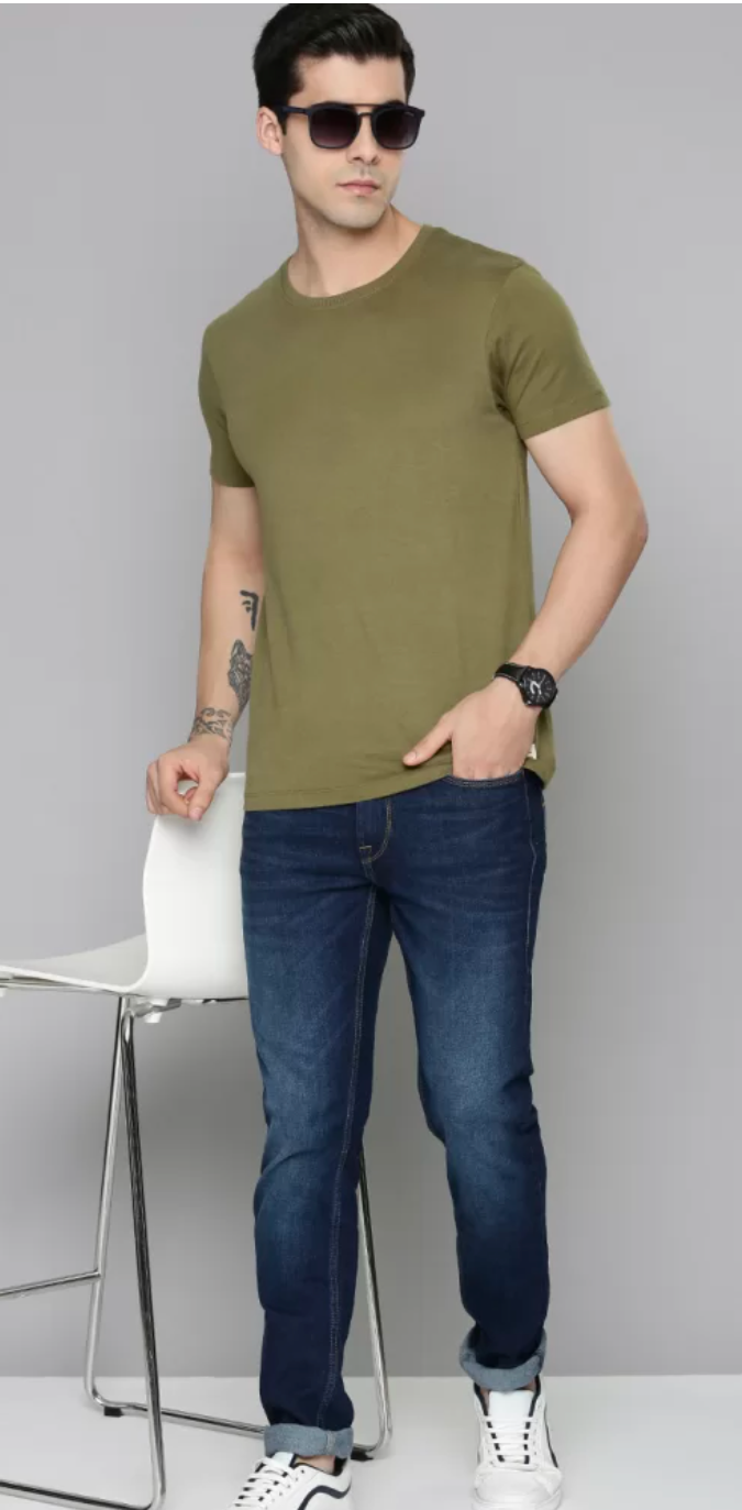 Flying Machine olive slim fit T-shirt