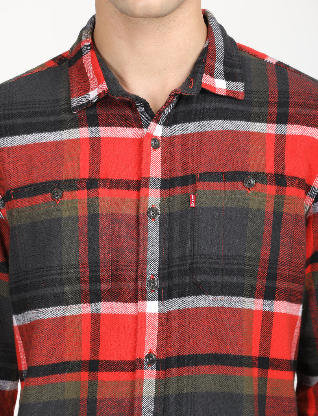 Men's Plaid Red Spread Collar Shacket Levi's