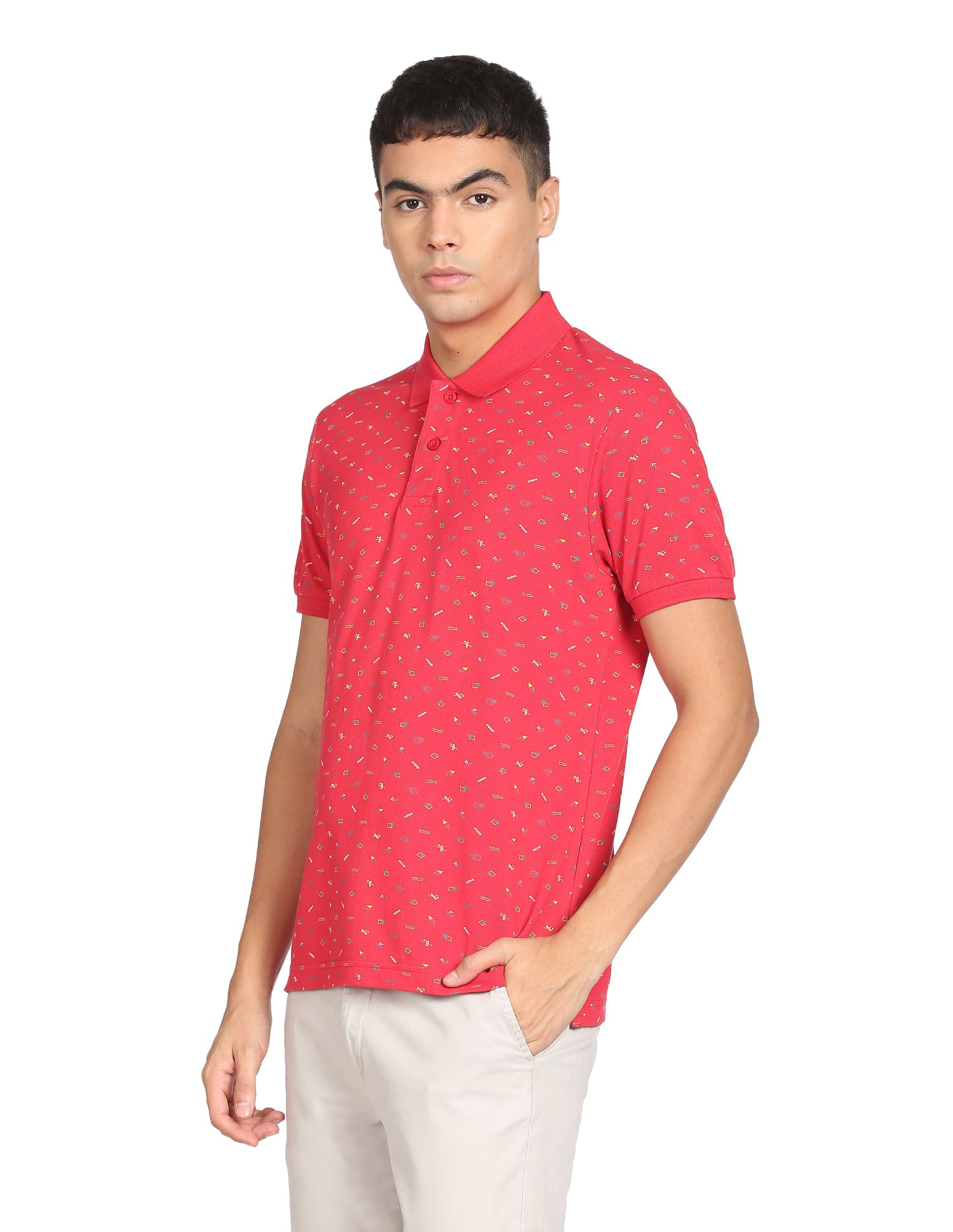 Abstract Print Pique Polo T-shirt by Flying Machine
