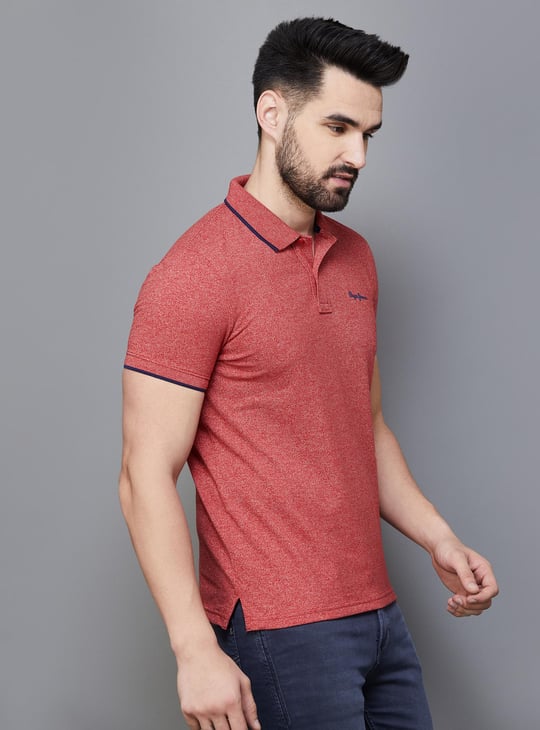 Men Textured Regular Fit Polo T-shirt by Pepe Jeans