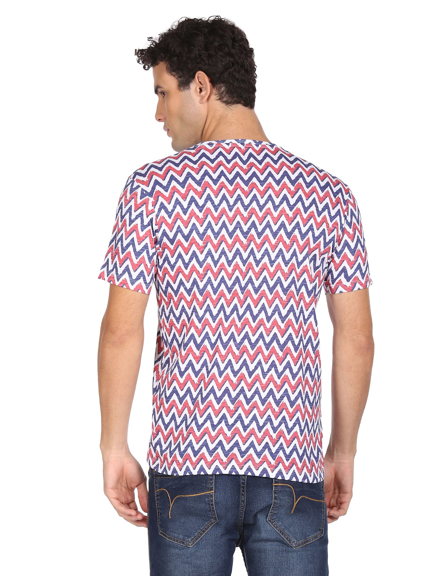 Chevron Print Cotton T-shirt by Flying Machine