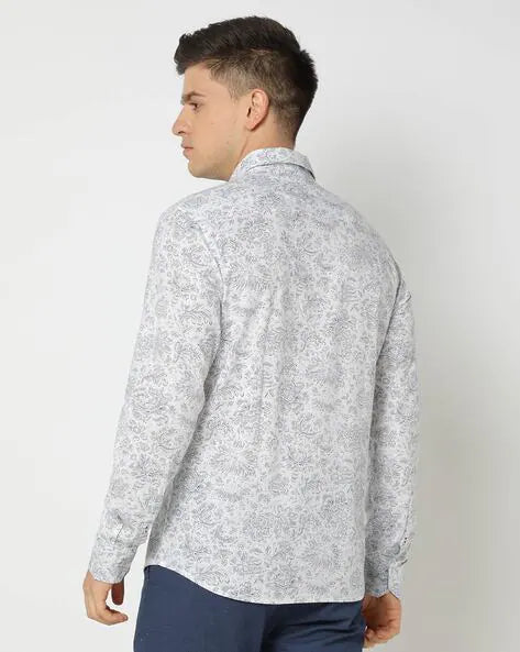 Men Floral Print Slim Fit Shirt by Netplay