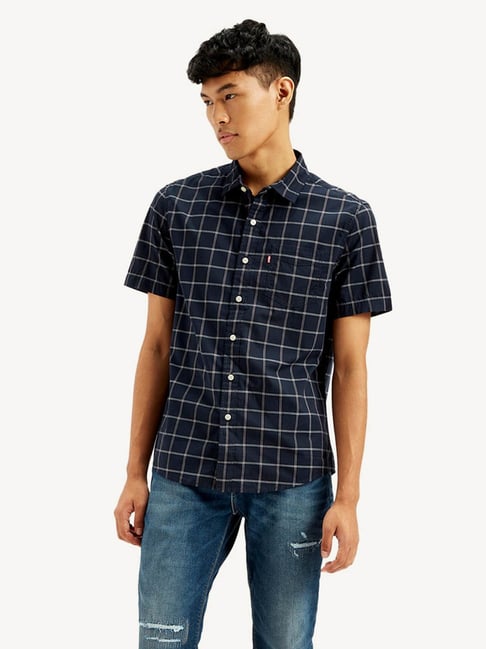 Levi's checked NEAVY BLUE half sleeve shirt