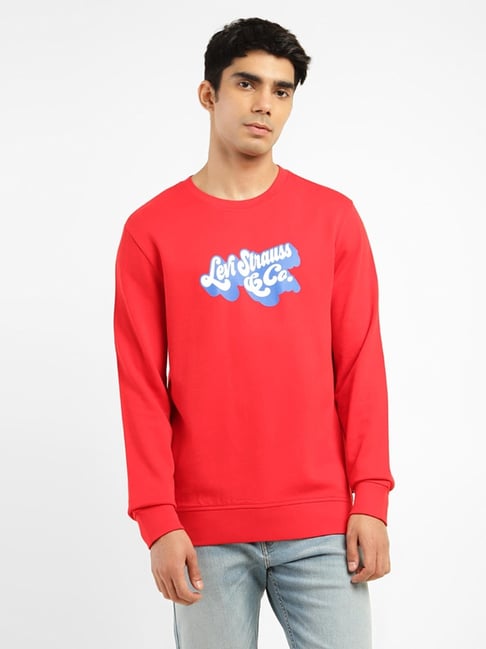Levi's Red Cotton Regular Fit Printed Sweatshirt