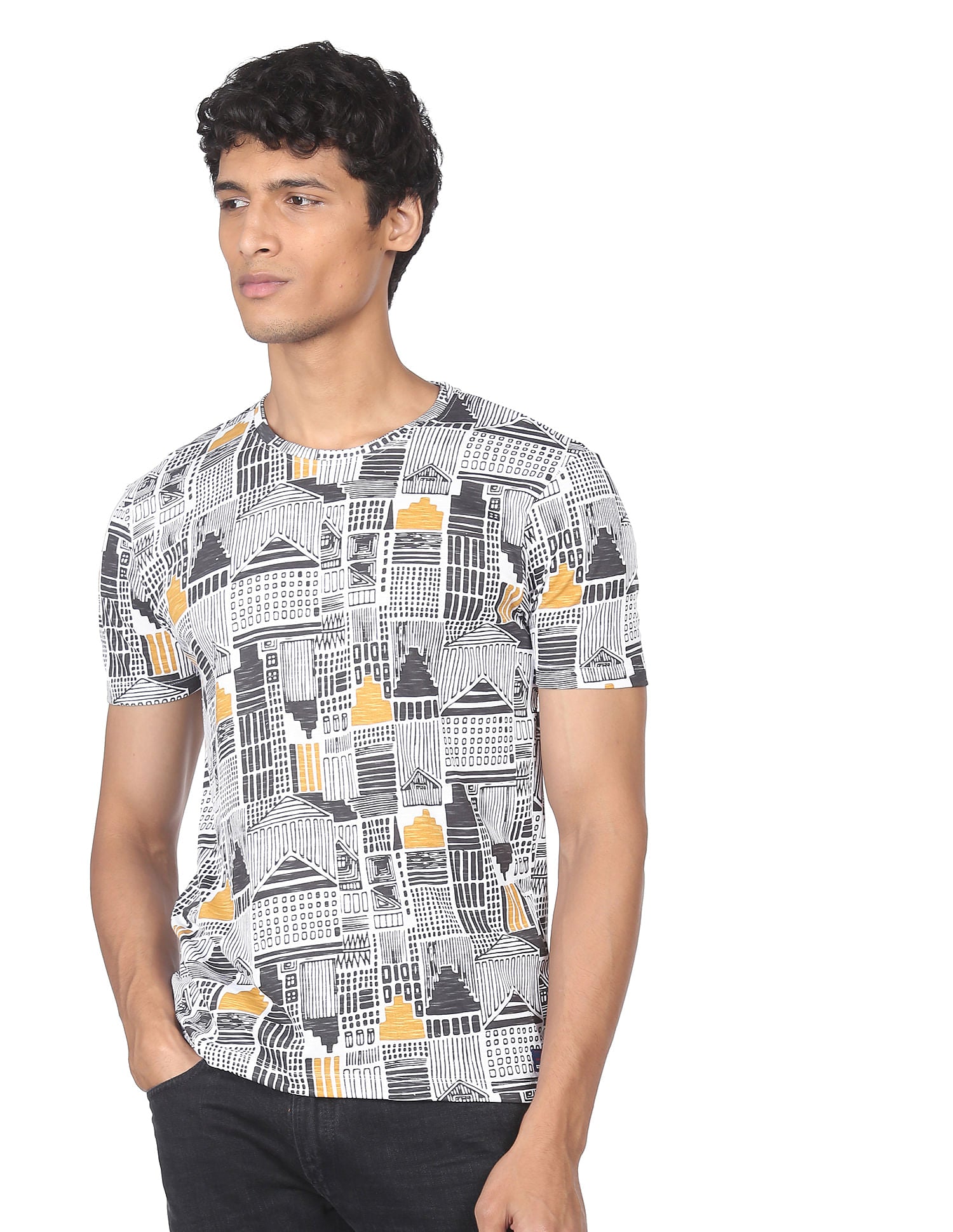 Pure Cotton All Over Print T-shirt by Flying Machine