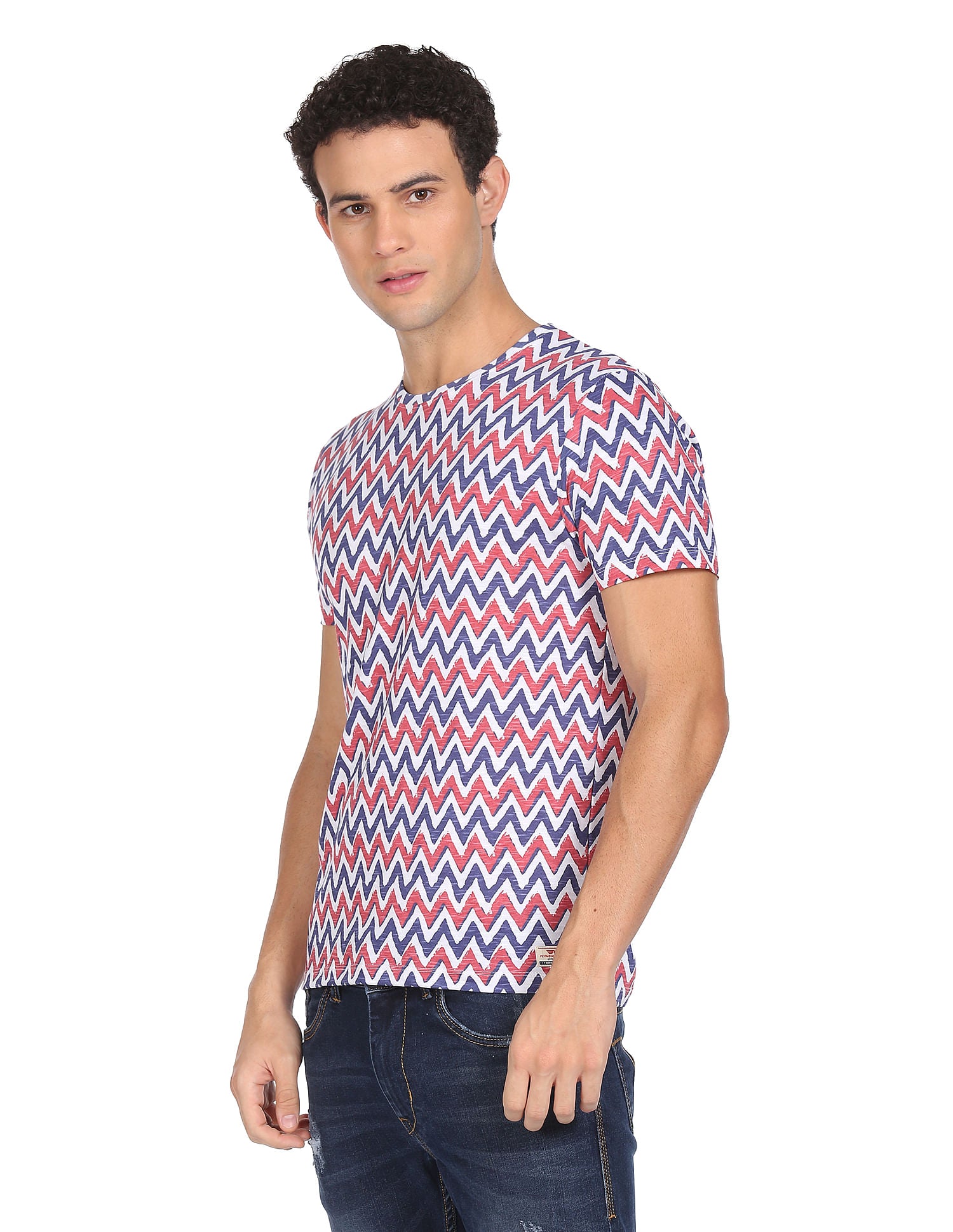 Chevron Print Cotton T-shirt by Flying Machine