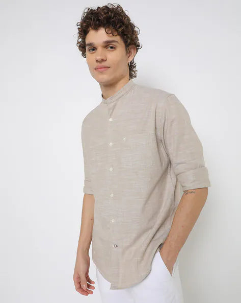 Men Heathered Slim Fit Shirt by Netplay