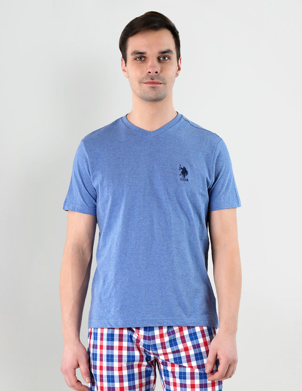 USPA | V-NECK BLUE T-SHIRT