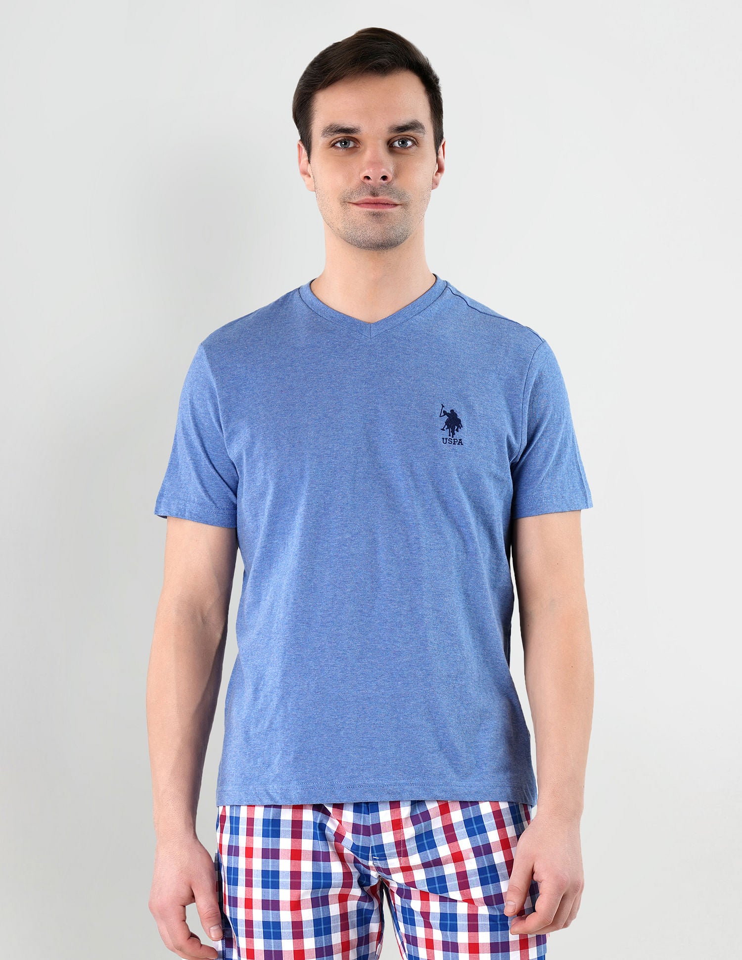 USPA | V-NECK BLUE T-SHIRT