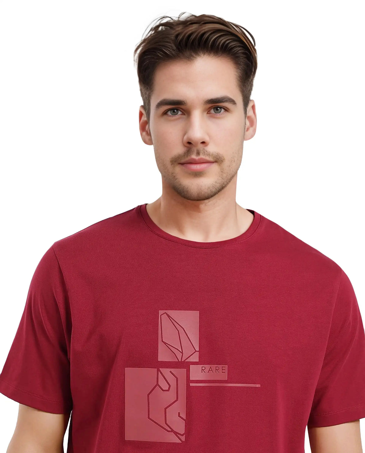 GRAPHIC LOGO PRINT T-SHIRT
FEINE RED BY RARE RABBIT