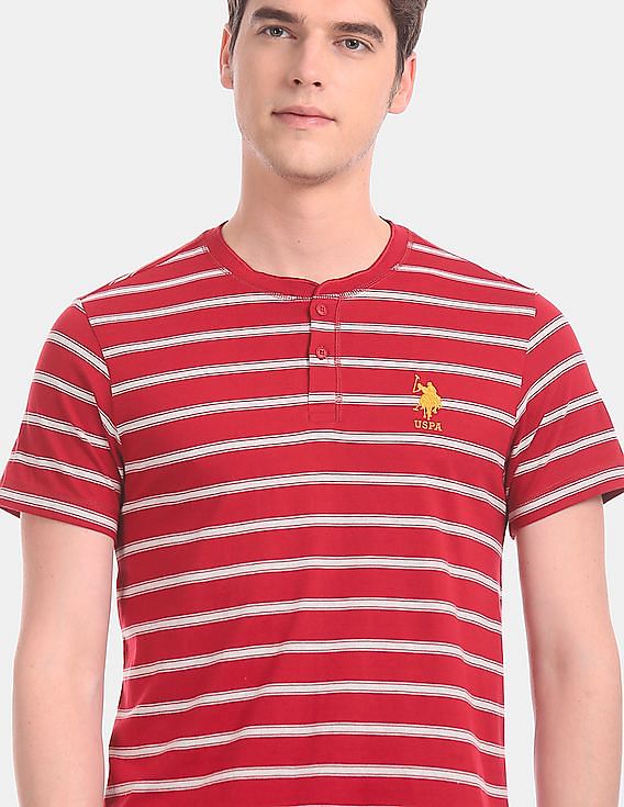 Comfort Fit Striped Cotton Henley Lounge T-shirt by U. S. POLO ASSN.