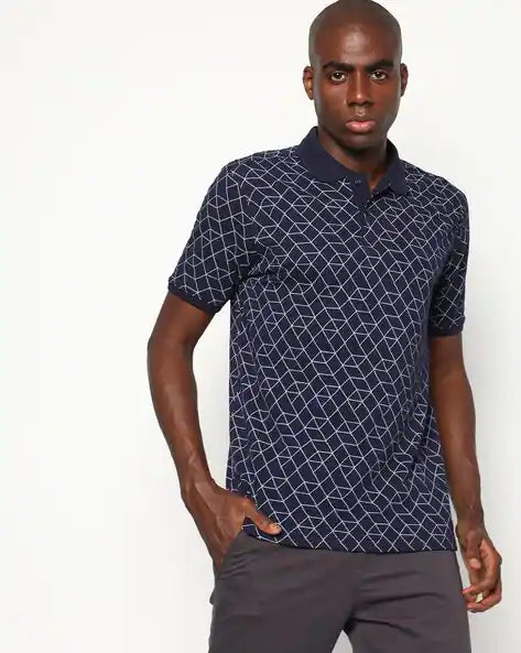 Geometric Print Slim Fit Polo T-shirt by Netplay