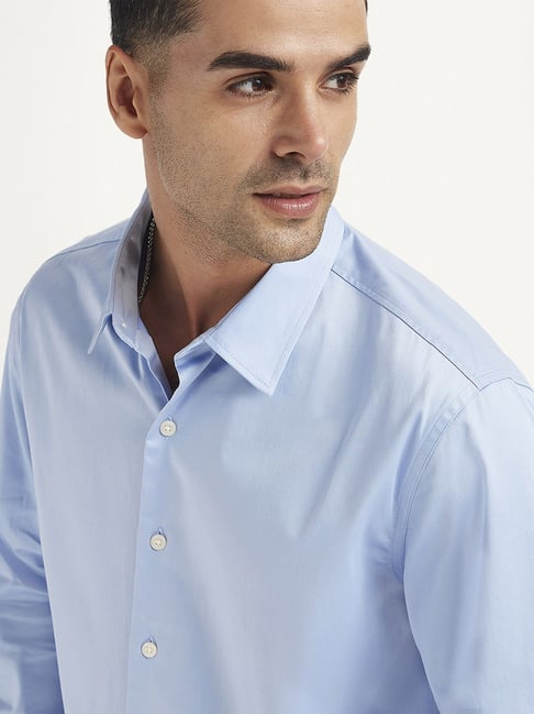 Regular Fit Spread Collar Solid Tencel Shirt UCB
