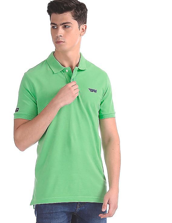 Solid Pique Polo Print T-shirt by Flying Machine
