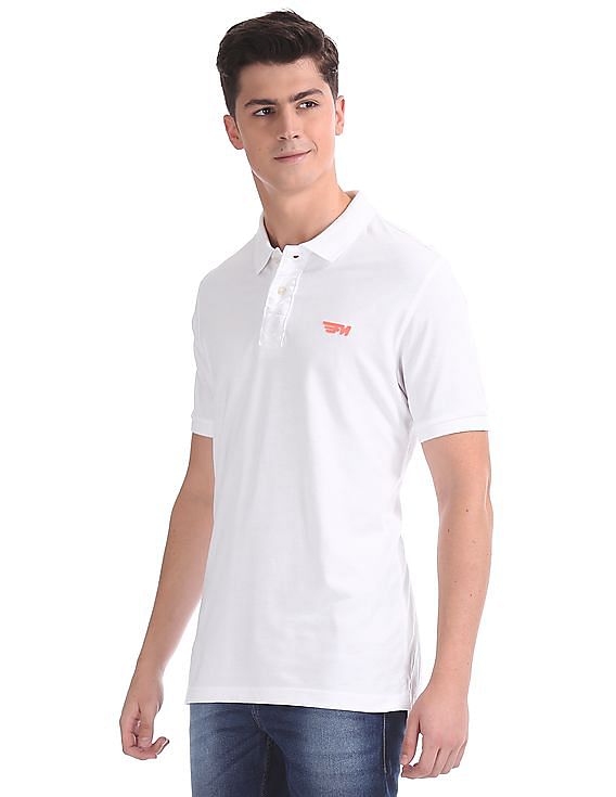 Solid Pique Polo Print T-shirt by Flying Machine