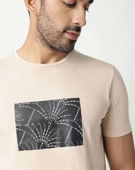 Graphic Print Slim Fit Round Neck T-shirt by Rare Rabiit