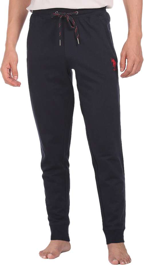 USPA men solid blue track pants