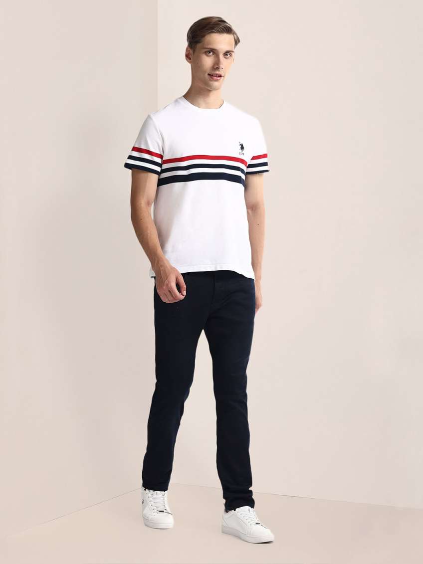 Striped Slim Fit Short Sleeves Round Neck T-shirt by U. S. POLO ASSN.