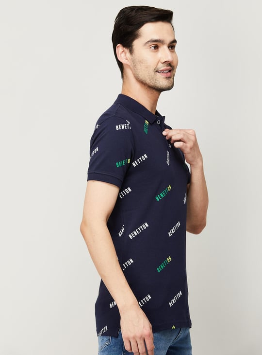 UNITED COLORS OF BENETTON Men Printed Regular Fit Polo T-shirt
