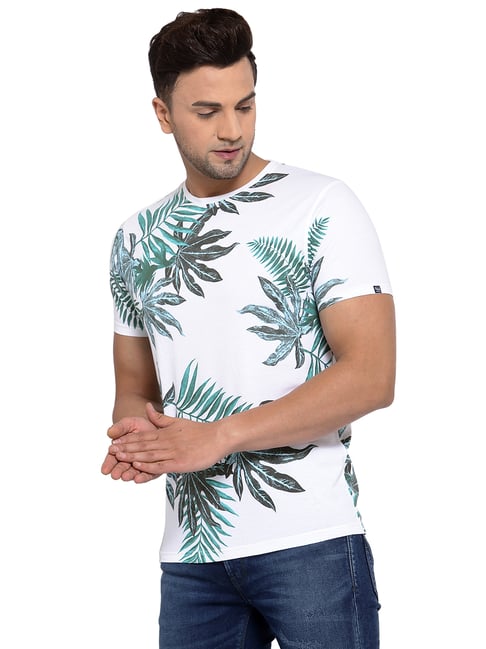 White Round Neck Printed Regular Fit T-Shirt by Pepe Jeans