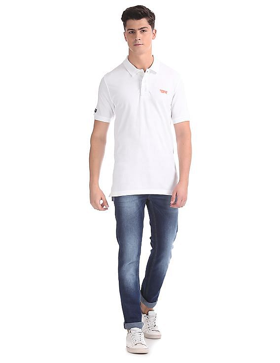 Solid Pique Polo Print T-shirt by Flying Machine