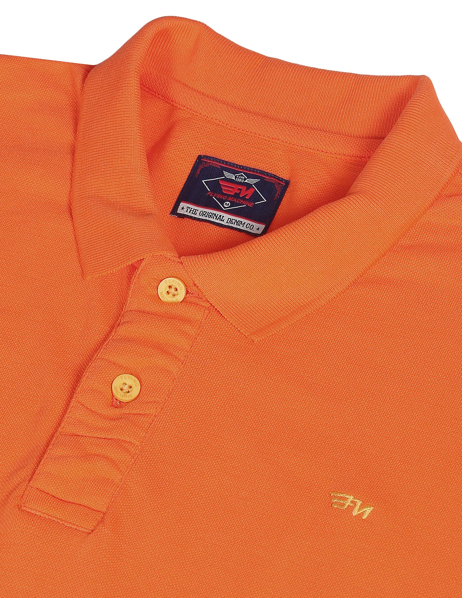 Solid Pure Cotton Polo T-shirt by Flying Machine