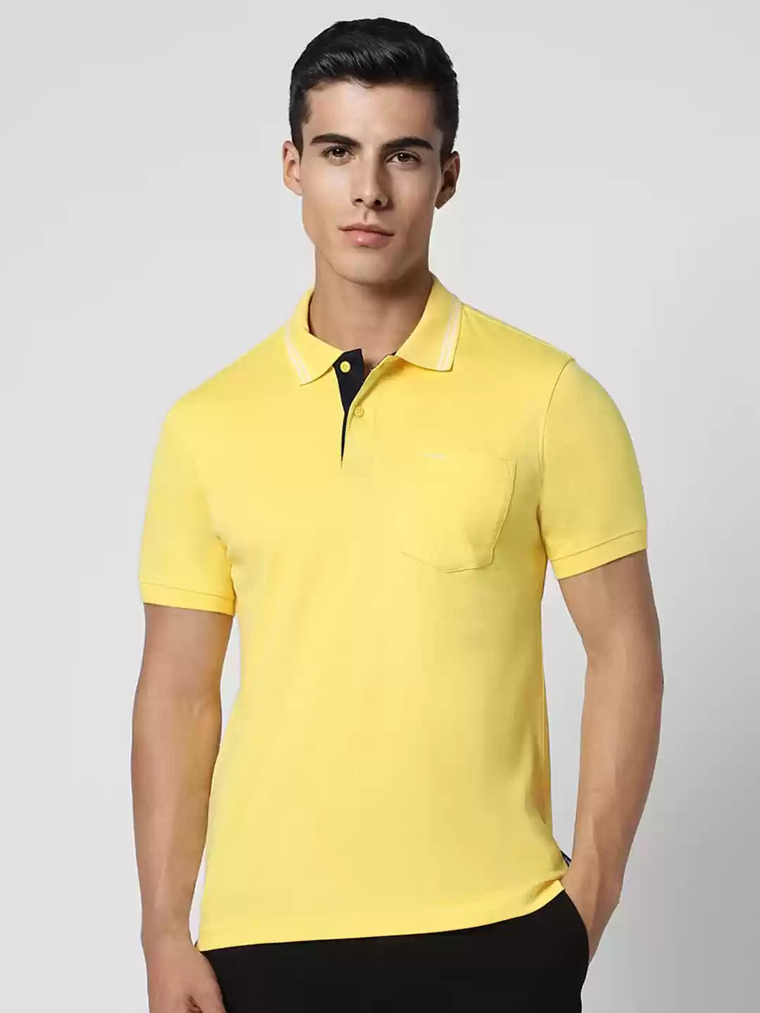 Yellow Polo Collar Pokets T-shirt by van Heusen